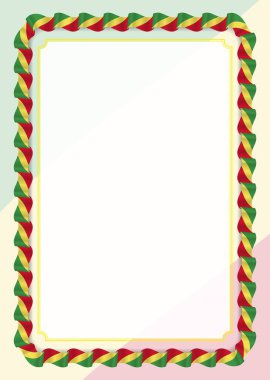 Çerçeve ve kurdele ile Kongo bayrak, sertifika ve diploma için şablon öğeleri kenarlığını. Vektör.