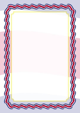 Çerçeve ve sınır Kosta Rika bayrak, sertifika ve diploma için şablon öğeleri ile Şerit'in. Vektör.