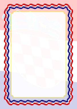 Çerçeve ve kurdele ile Hırvatistan bayrağı, sertifika ve diploma için şablon öğeleri kenarlığını. Vektör.