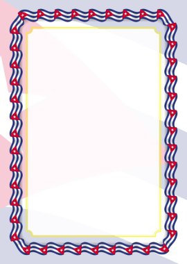 Çerçeve ve kurdele ile Küba bayrağı, sertifika ve diploma için şablon öğeleri kenarlığını. Vektör.