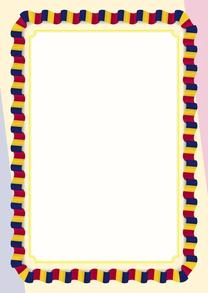 Рамка Граница Ленты Флагом Чада Элементы Шаблона Вашего Сертификата Диплома — стоковый вектор