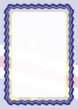 Çerçeve ve kurdele ile Cape Verde bayrak, sertifika ve diploma için şablon öğeleri kenarlığını. Vektör.