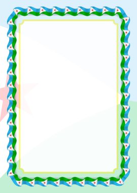 Çerçeve ve kurdele Cibuti bayrağı, sertifika ve diploma için şablon öğeleri ile sınır. Vektör.