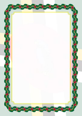Çerçeve ve kurdele ile Dominika bayrak, sertifika ve diploma için şablon öğeleri kenarlığını. Vektör.