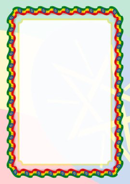 Çerçeve ve kurdele ile Etiyopya bayrağı, sertifika ve diploma için şablon öğeleri kenarlığını. Vektör.