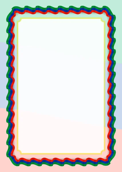 Рамка Граница Ленты Дагестанским Флагом Элементы Шаблона Вашего Сертификата Диплома — стоковый вектор