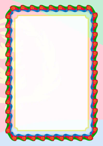 Рамка Граница Ленты Флагом Эритреи Элементы Шаблона Вашего Сертификата Диплома — стоковый вектор