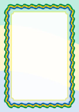 Çerçeve ve kurdele ile Gabon bayrak, sertifika ve diploma için şablon öğeleri kenarlığını. Vektör.