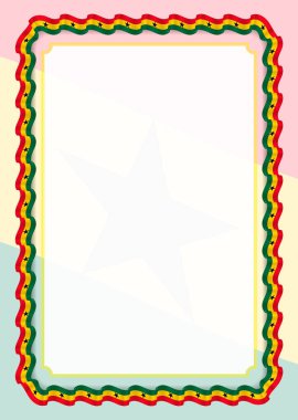 Çerçeve ve kurdele ile Gana bayrak, sertifika ve diploma için şablon öğeleri kenarlığını. Vektör.