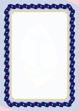 Çerçeve ve kurdele ile Guam bayrak, sertifika ve diploma için şablon öğeleri kenarlığını. Vektör.