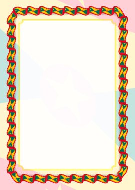 Çerçeve ve kurdele Grenada bayrağı, sertifika ve diploma için şablon öğeleri ile sınır. Vektör.
