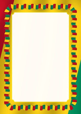 Çerçeve ve kurdele ile Gine bayrağı, sertifika ve diploma için şablon öğeleri kenarlığını. Vektör.