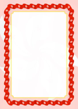 Çerçeve ve kurdele ile Hong Kong bayrağı, sertifika ve diploma için şablon öğeleri kenarlığını. Vektör.