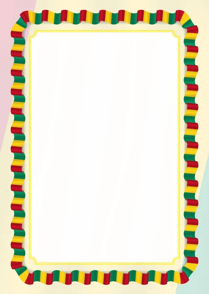 Рамка Граница Ленты Флагом Гвинеи Элементы Шаблона Вашего Сертификата Диплома — стоковый вектор