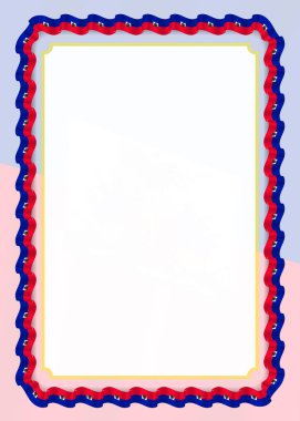 Çerçeve ve kurdele ile Haiti bayrak, sertifika ve diploma için şablon öğeleri kenarlığını. Vektör.