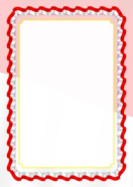 Çerçeve ve kurdele ile Endonezya bayrağı, sertifika ve diploma için şablon öğeleri kenarlığını. Vektör.