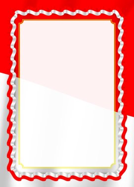 Çerçeve ve kurdele ile Endonezya bayrağı, sertifika ve diploma için şablon öğeleri kenarlığını. Vektör.