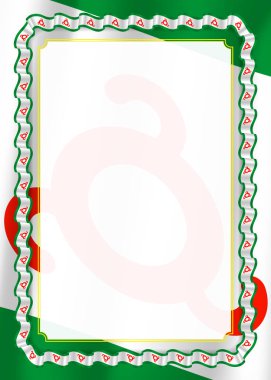 Çerçeve ve kurdele İnguşetya bayrak, sertifika ve diploma için şablon öğeleri ile sınır. Vektör.