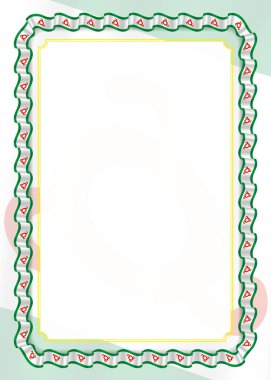 Çerçeve ve kurdele İnguşetya bayrak, sertifika ve diploma için şablon öğeleri ile sınır. Vektör.