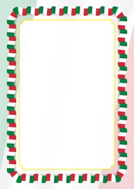 Çerçeve ve kurdele ile İtalya bayrağı, sertifika ve diploma için şablon öğeleri kenarlığını. Vektör.