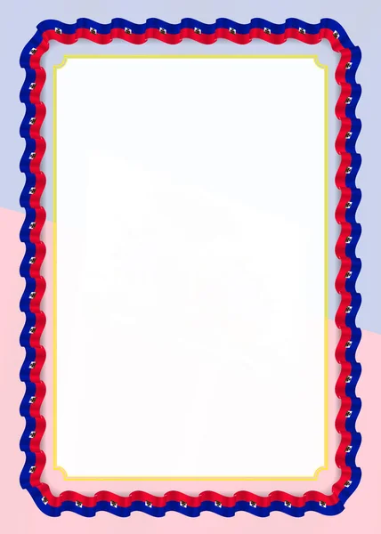 Рамка Граница Ленты Флагом Гаити Элементы Шаблона Вашего Сертификата Диплома — стоковый вектор