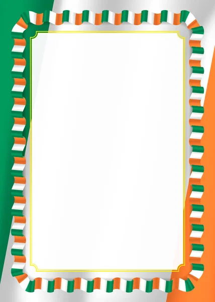 フレームとアイルランドの旗 あなたの証明書と卒業証書のテンプレート要素とリボンの境界線 ベクトル — ストックベクタ