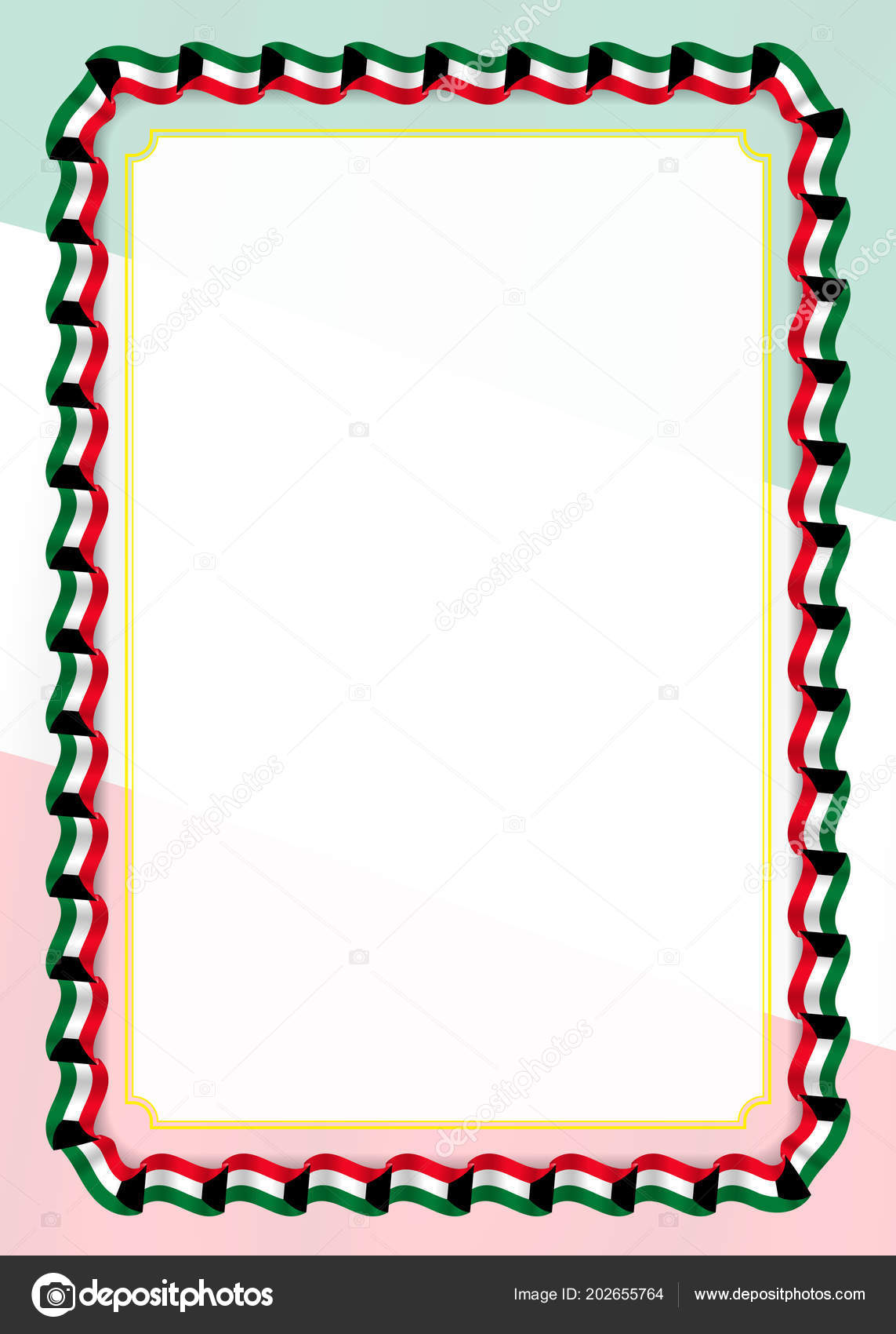 Frame Border Ribbon Kuwait Flag Template Elements Your Certificate