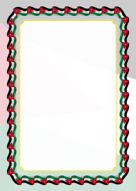 Çerçeve ve kurdele ile Jordan bayrak, sertifika ve diploma için şablon öğeleri kenarlığını. Vektör