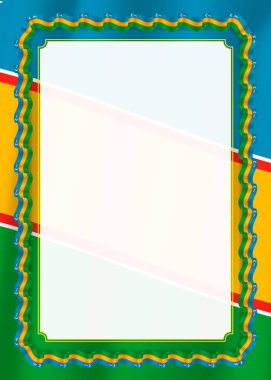 Çerçeve ve kurdele Karakalpakstan bayrak, sertifika ve diploma için şablon öğeleri ile sınır. Vektör