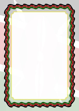 Çerçeve ve kurdele ile Kenya bayrak, sertifika ve diploma için şablon öğeleri kenarlığını. Vektör