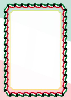 Çerçeve ve kurdele ile Kuveyt bayrağı, sertifika ve diploma için şablon öğeleri kenarlığını. Vektör