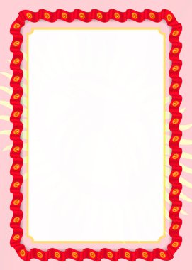 Çerçeve ve kurdele ile Kırgızistan bayrağı, sertifika ve diploma için şablon öğeleri kenarlığını. Vektör