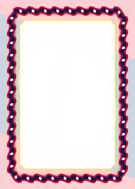 Çerçeve ve kurdele ile Laos bayrağı, sertifika ve diploma için şablon öğeleri kenarlığını. Vektör