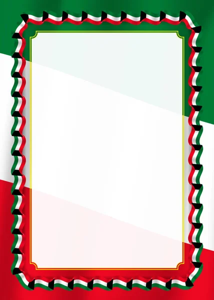 Cadre Bordure Ruban Avec Drapeau Koweït Éléments Gabarit Pour Votre — Image vectorielle