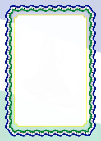 Рамка Граница Ленты Флагом Лесото Элементы Шаблона Вашего Сертификата Диплома — стоковый вектор