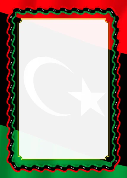 Rám Okrajem Ribbon Vlajka Libye Prvků Šablony Certifikátu Diplom Vektor — Stockový vektor