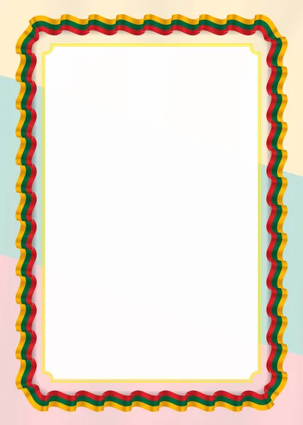 Рамка Граница Ленты Флагом Литвы Элементы Шаблона Вашего Сертификата Диплома — стоковый вектор