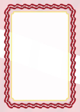 Çerçeve ve kurdele ile Letonya bayrağı, sertifika ve diploma için şablon öğeleri kenarlığını. Vektör.