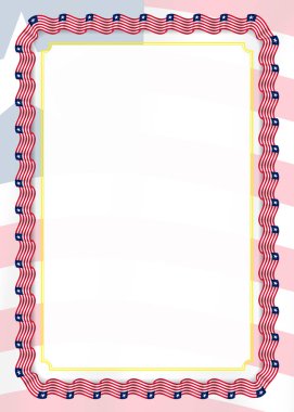 Çerçeve ve kurdele Liberya bayrağı, sertifika ve diploma için şablon öğeleri ile sınır. Vektör.