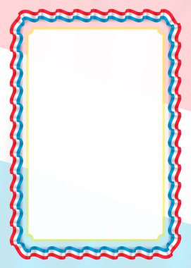 Çerçeve ve kurdele ile Lüksemburg bayrağı, sertifika ve diploma için şablon öğeleri kenarlığını. Vektör.