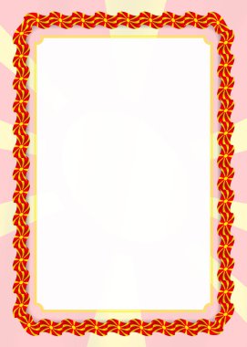 Çerçeve ve kurdele ile Makedonya bayrak, sertifika ve diploma için şablon öğeleri kenarlığını. Vektör.