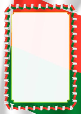 Çerçeve ve kurdele ile Madagaskar bayrağı, sertifika ve diploma için şablon öğeleri kenarlığını. Vektör.