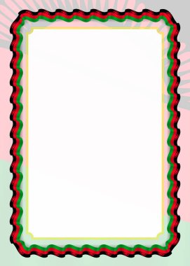 Çerçeve ve kurdele ile Malavi bayrak, sertifika ve diploma için şablon öğeleri kenarlığını. Vektör.