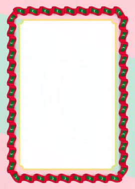 Çerçeve ve kurdele ile Maldivler bayrağı, sertifika ve diploma için şablon öğeleri kenarlığını. Vektör.