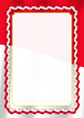 Çerçeve ve kurdele ile Monaco bayrağı, sertifika ve diploma için şablon öğeleri kenarlığını. Vektör.