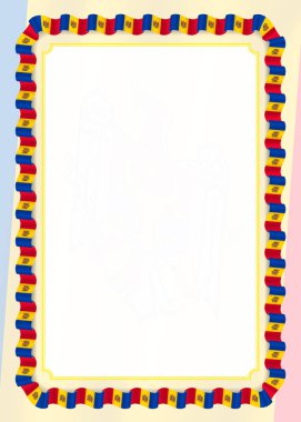 Çerçeve ve kurdele ile Moldova bayrağı, sertifika ve diploma için şablon öğeleri kenarlığını. Vektör.