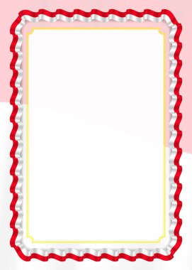 Çerçeve ve kurdele ile Monaco bayrağı, sertifika ve diploma için şablon öğeleri kenarlığını. Vektör.