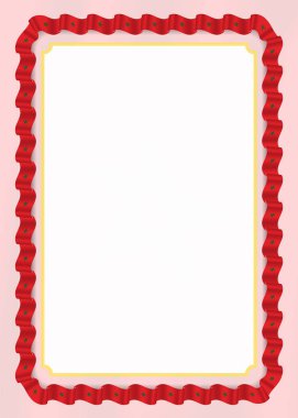 Çerçeve ve kurdele ile Fas bayrak, sertifika ve diploma için şablon öğeleri kenarlığını. Vektör.