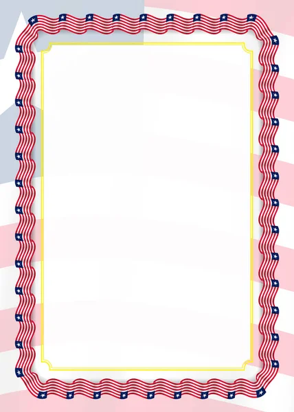 Çerçeve ve kurdele Liberya bayrağı, sertifika ve diploma için şablon öğeleri ile sınır. Vektör.