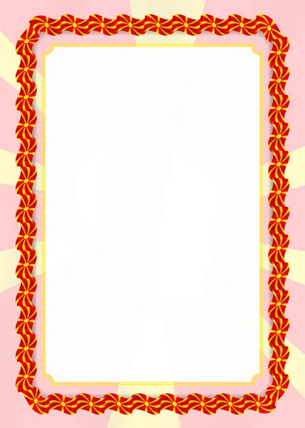 Çerçeve ve kurdele ile Makedonya bayrak, sertifika ve diploma için şablon öğeleri kenarlığını. Vektör.